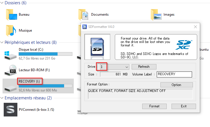 Formatting the SDCard